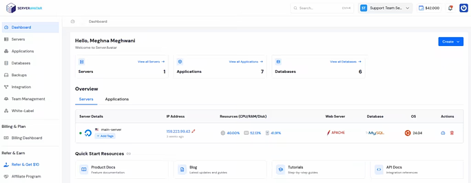 ServerAvatar Dashboard - SslForWeb