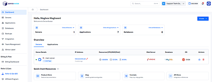 ServerAvatar Dashboard - SslForWeb